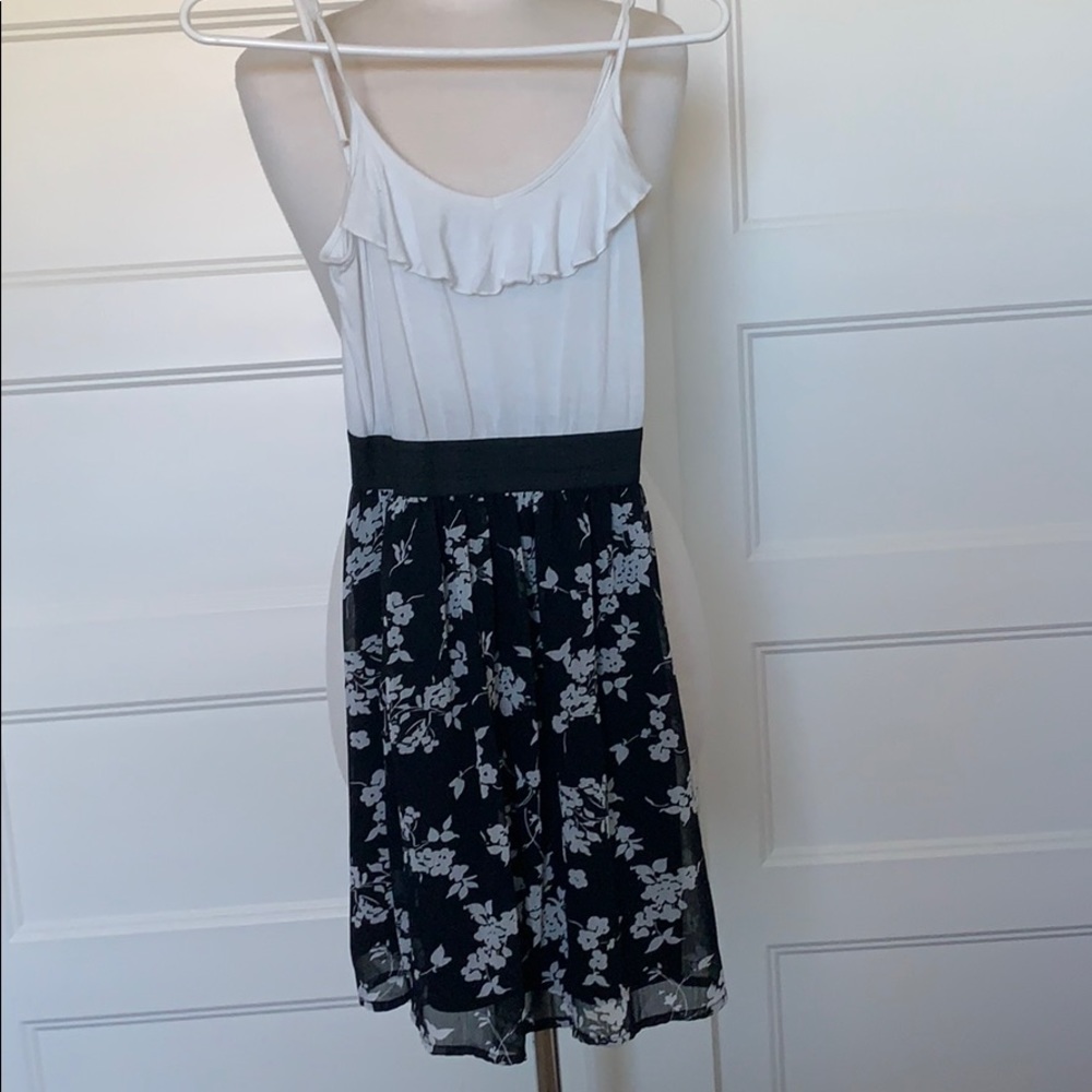 Wet Seal White and Black Dress with flowers